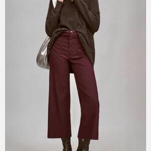 Anthropologie Colette Cropped Linen Blend Pants in Plum